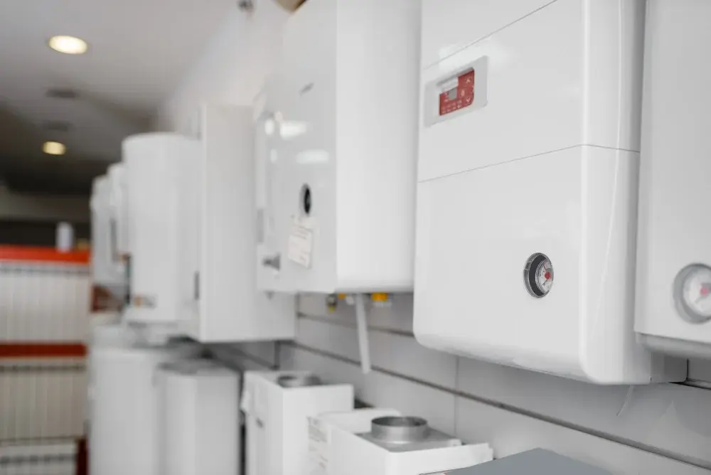 Moderne cv ketels opgesteld in technische ruimte